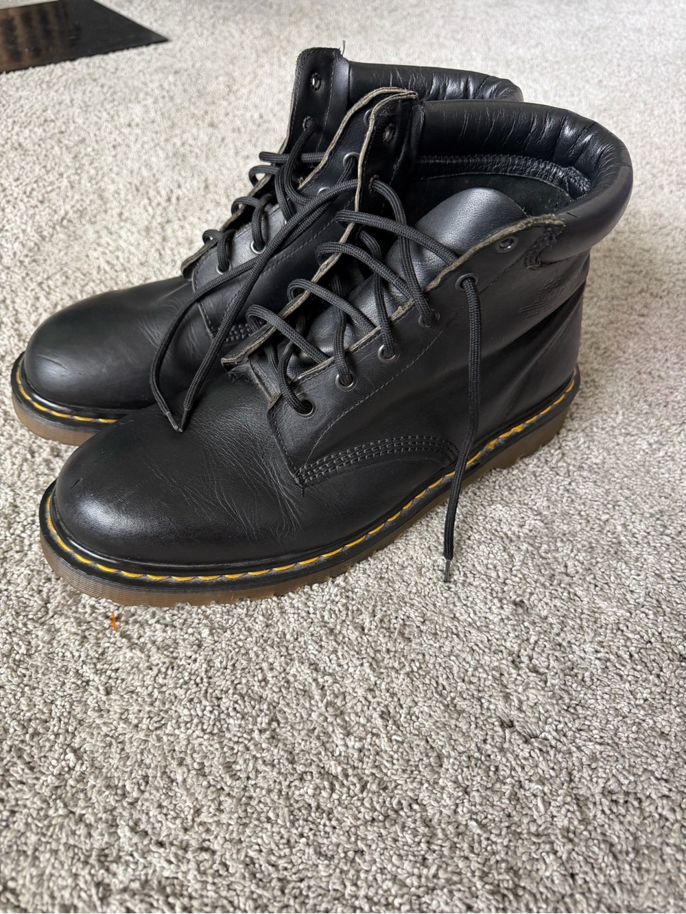 Dr. Martins Black Leather Lace-Up Men's Boots 13